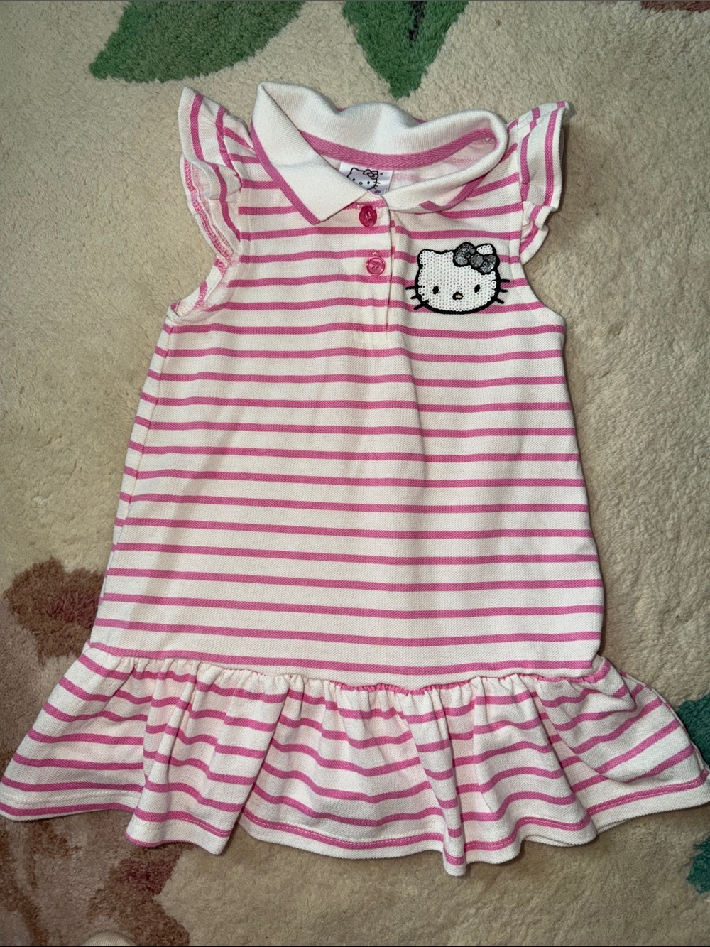 Hello Kitty by Sanrio White and Pink Striped Polo Sundress